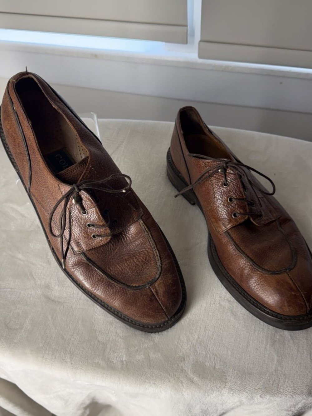 COLE HAAN Sz. 9.5 D Brown Cognac Leather Men's Oxford Shoes Lace Vintage Nice